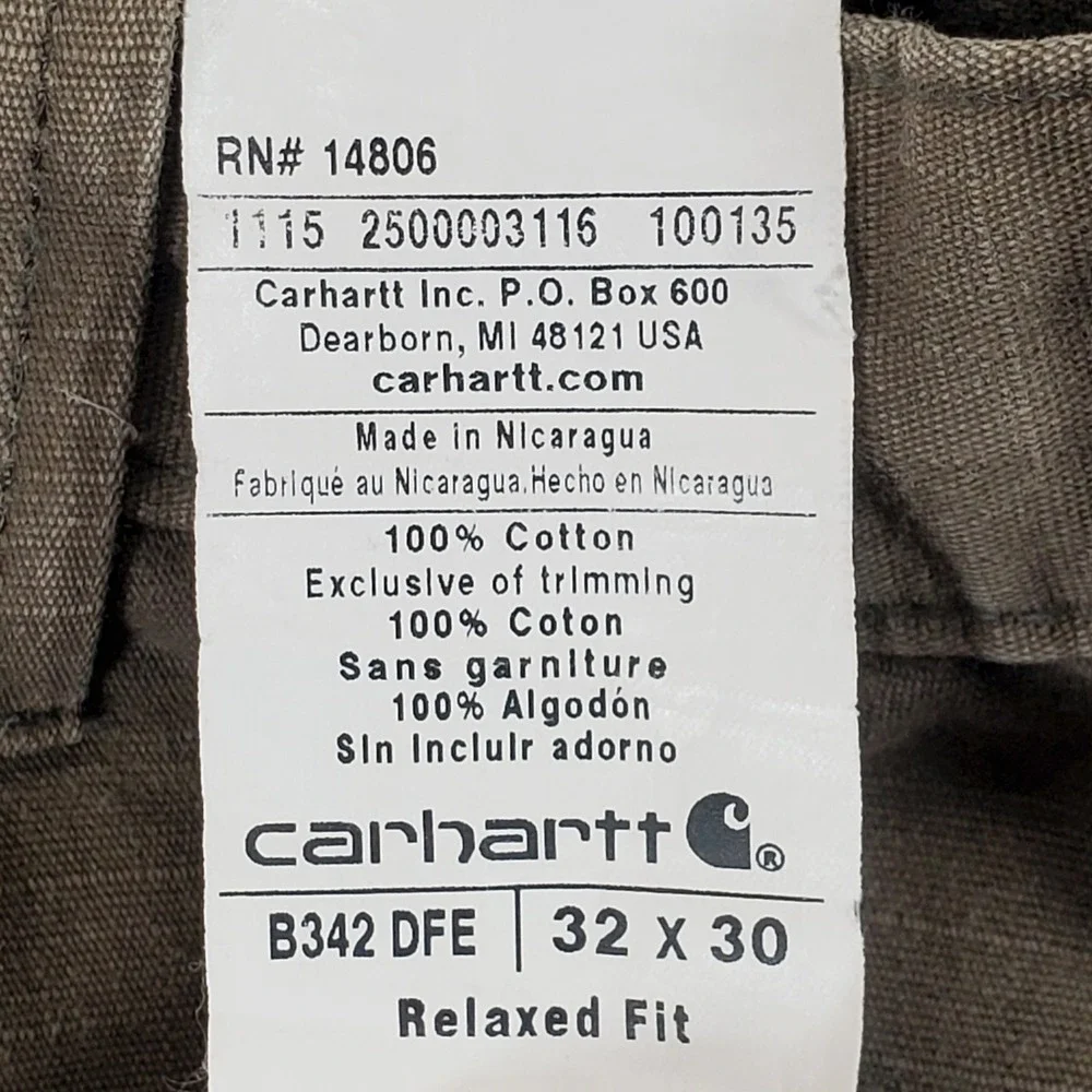 Carhartt Cargo Pants Mens 32x30 Brown B342 DFE Relaxed Fit Ripstop Distressed